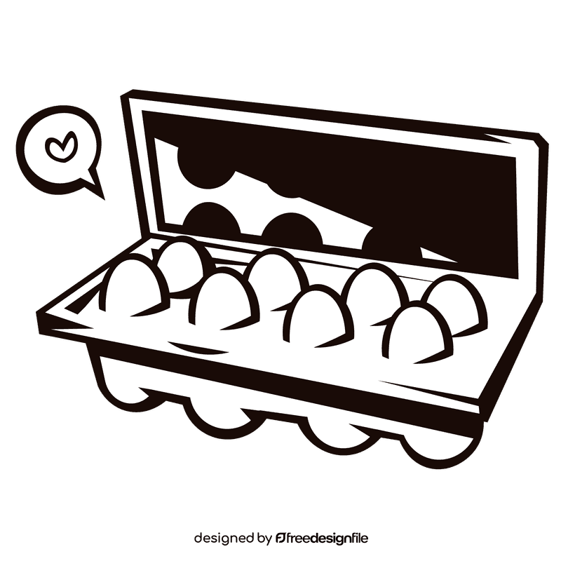 Carton egg black and white clipart