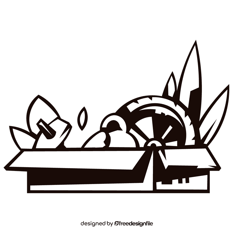 Carton full black and white clipart