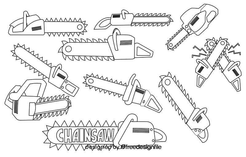 Chainsaw black and white vector