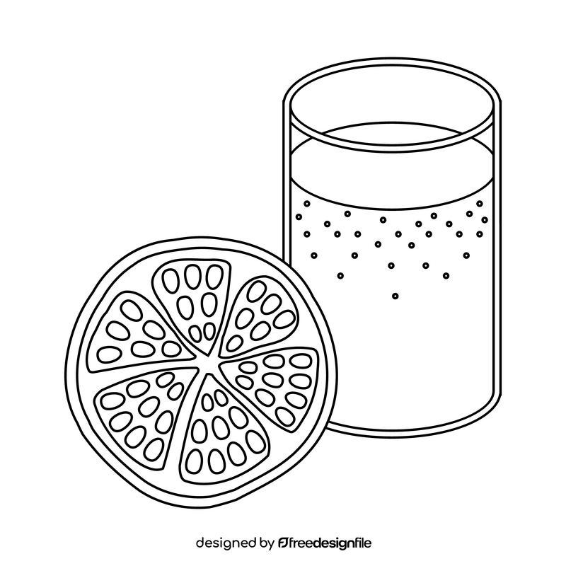 Pomegranate juice black and white clipart