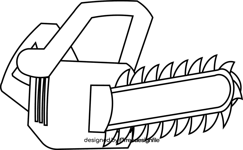 Chainsaw perspective black and white clipart