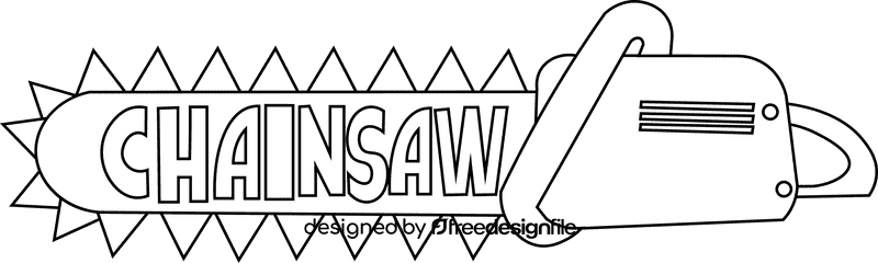 Chainsaw sign black and white clipart