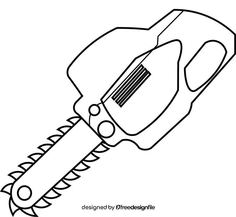Chainsaw small black and white clipart