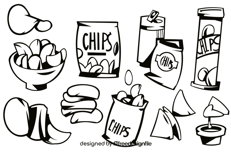 Chips black and white vector