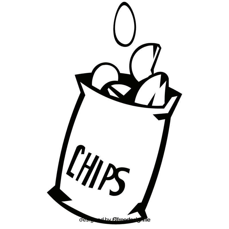 Chips opened pack black and white clipart