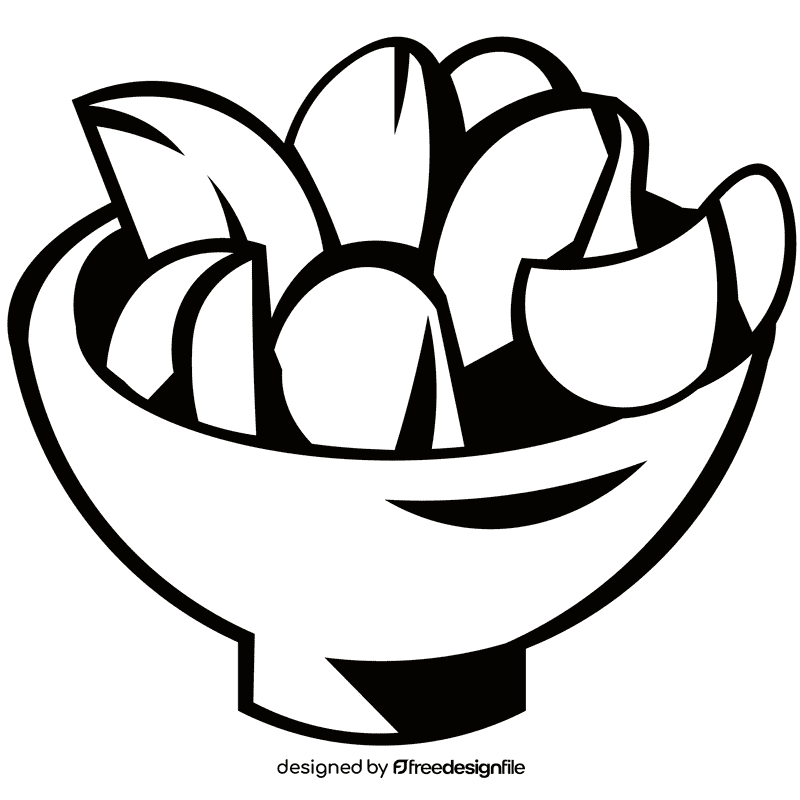 Chips plate black and white clipart