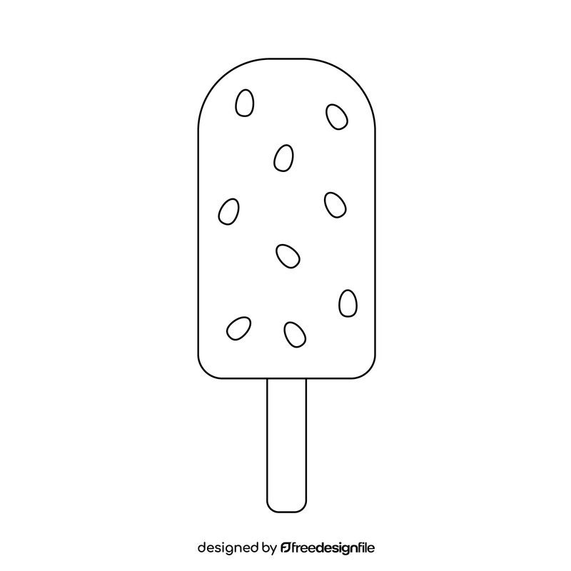 Pomegranate ice cream black and white clipart