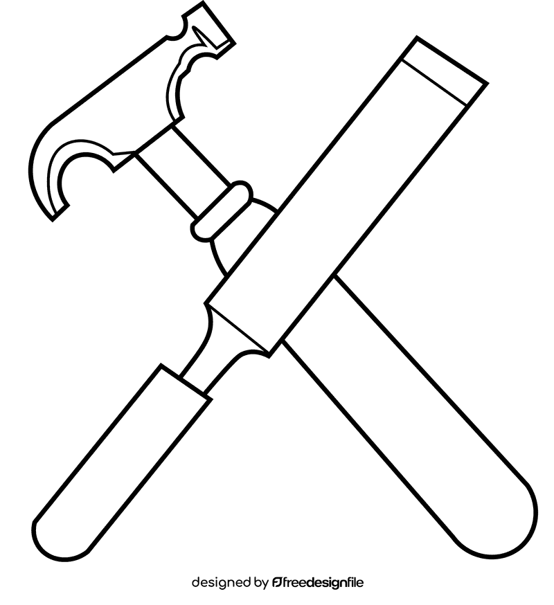 Chisel tools black and white clipart