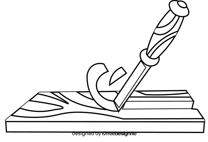 Chisel wood working black and white clipart
