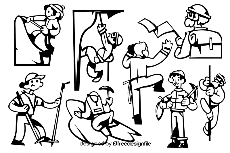 Climber black and white vector