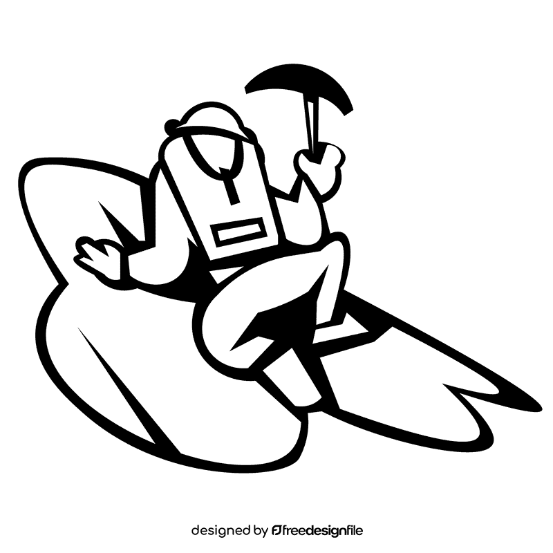 Climber pick climbing black and white clipart