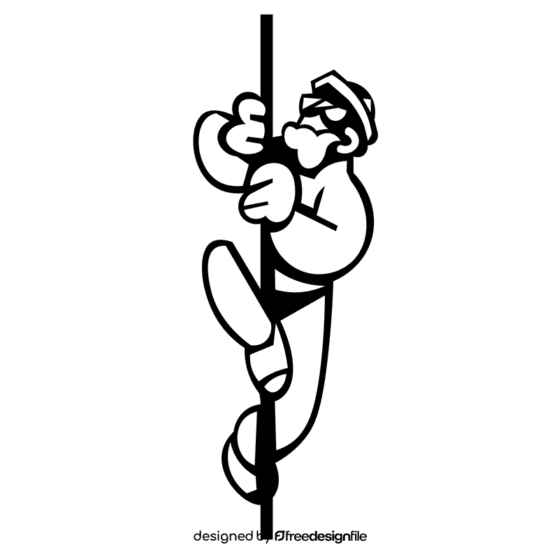 Climber rope black and white clipart