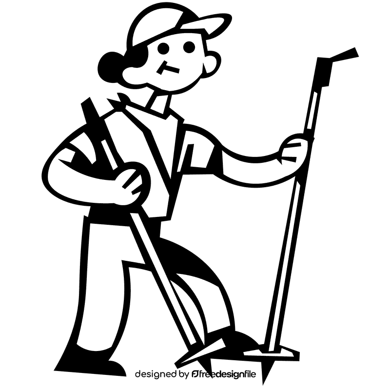 Climber walking black and white clipart