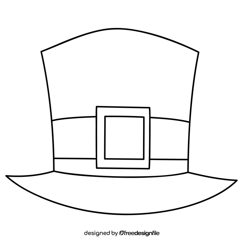 St Patrick's Day Leprechaun hat drawing black and white clipart