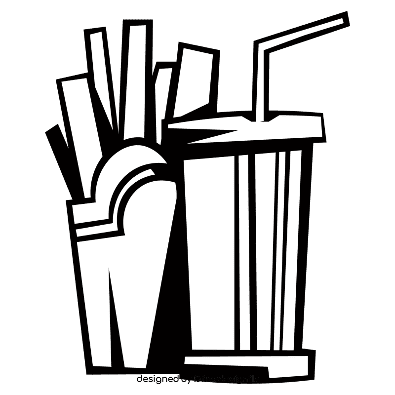 Coca cola fries black and white clipart