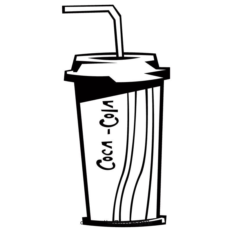 Coca cola plastic cup black and white clipart