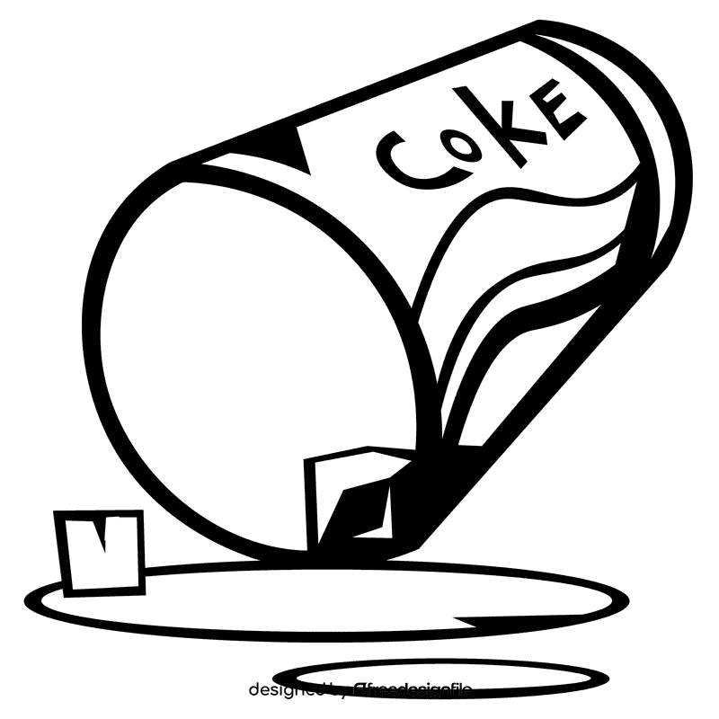 Coca cola spilled black and white clipart