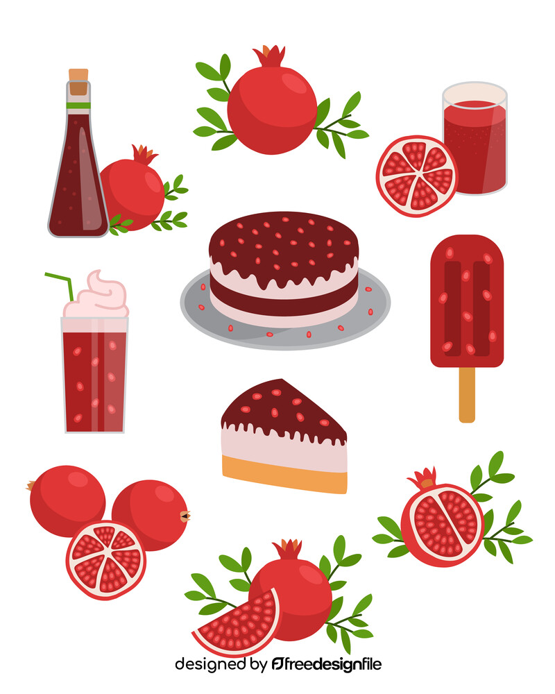 Pomegranate fruit set vector