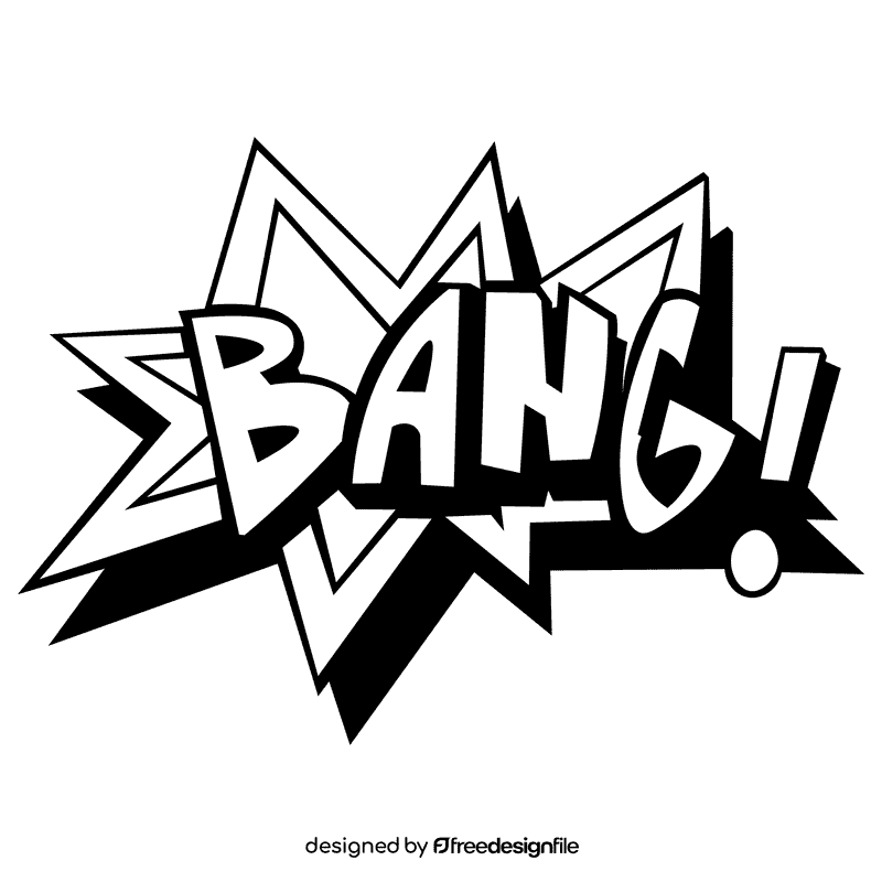 Comic bang black and white clipart