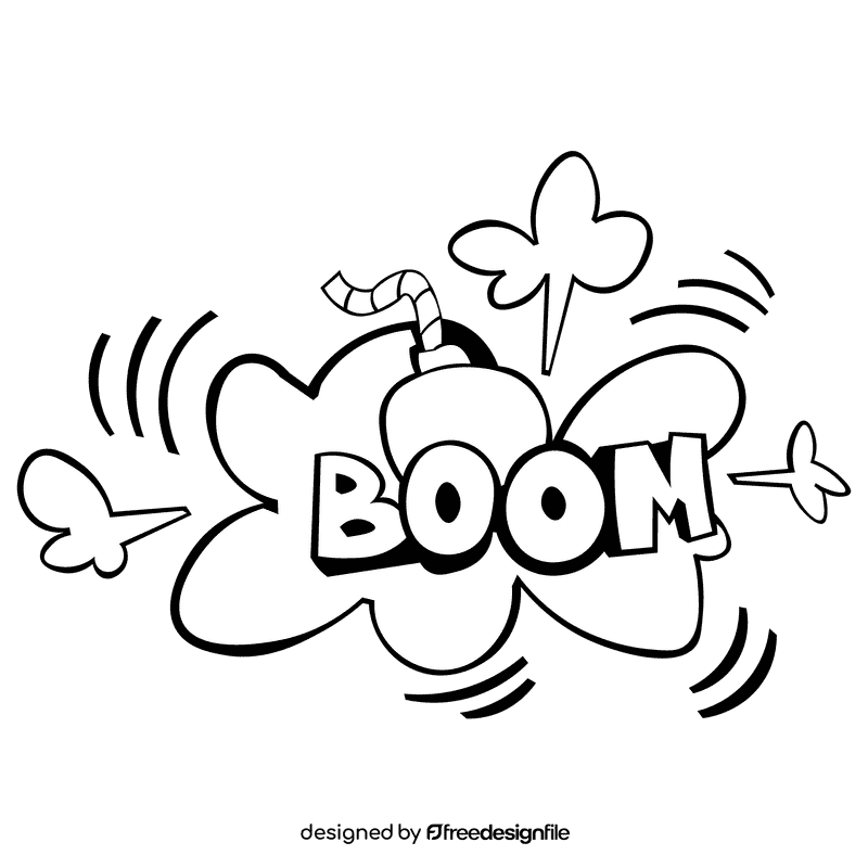 Comic boom black and white clipart