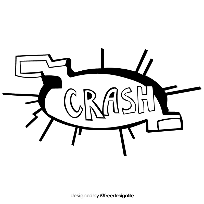 Comic crash black and white clipart