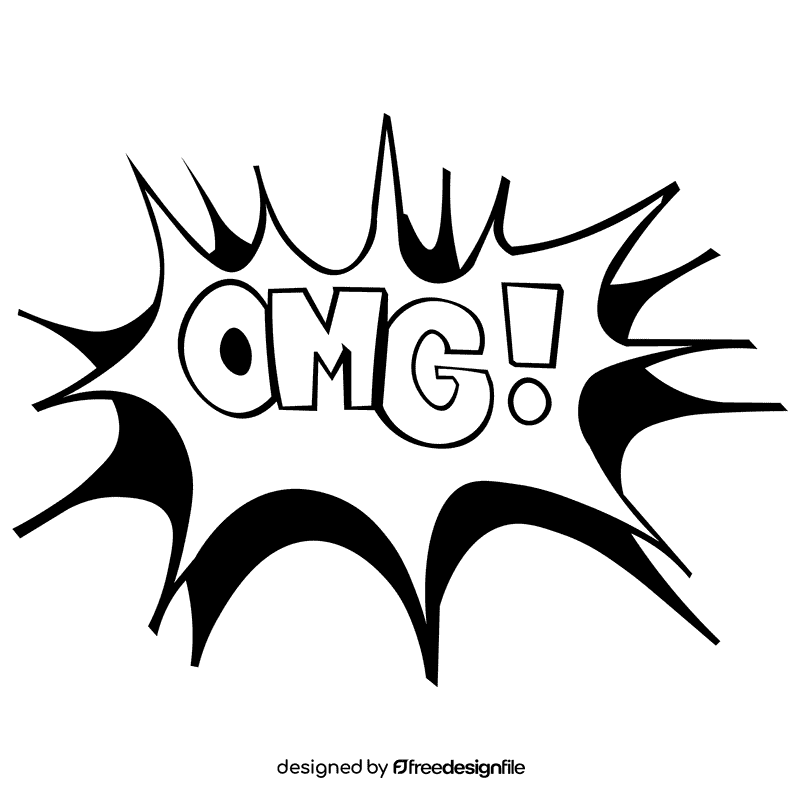 Comic omg black and white clipart