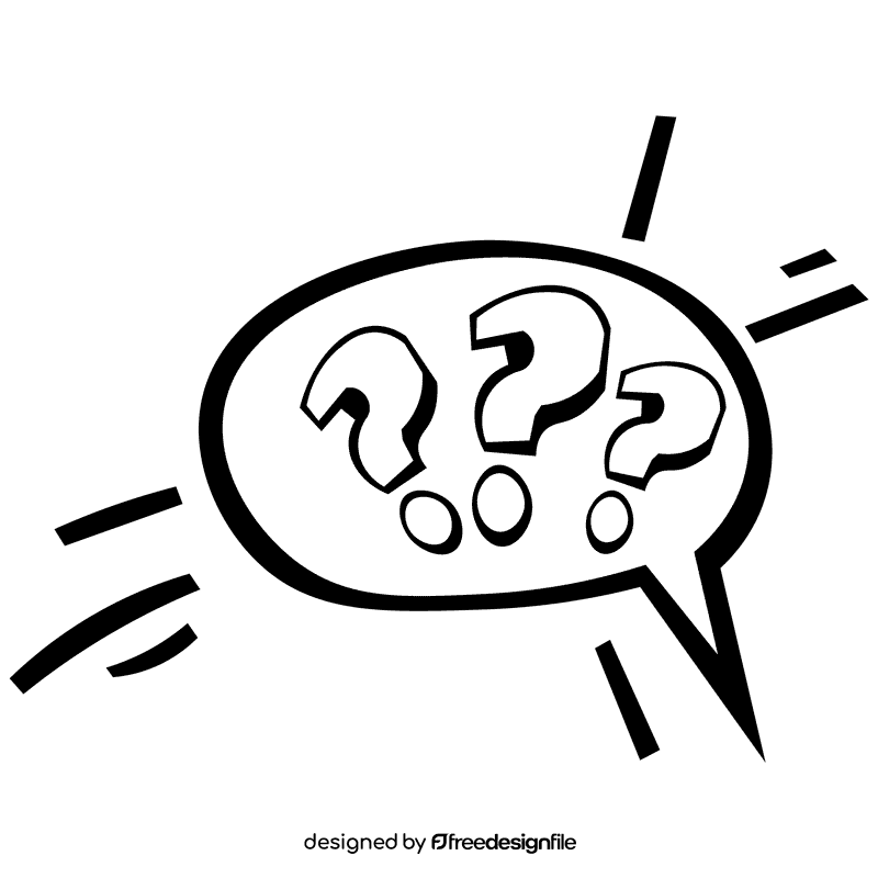 Comic question black and white clipart