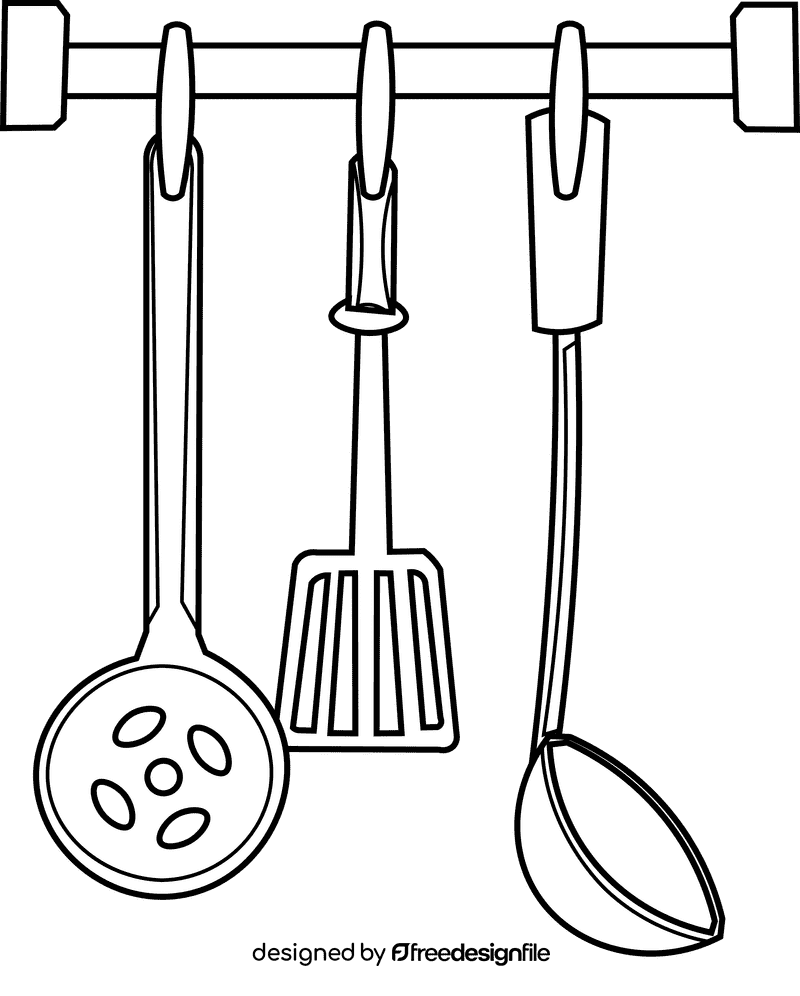 Cooking utensils furniture black and white clipart