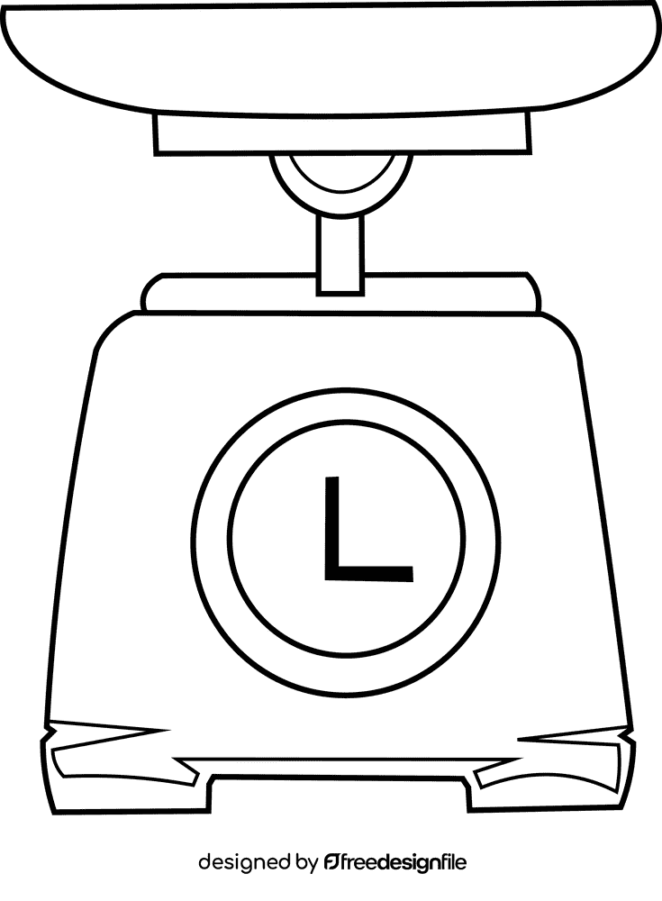 Cooking utensils weigher black and white clipart