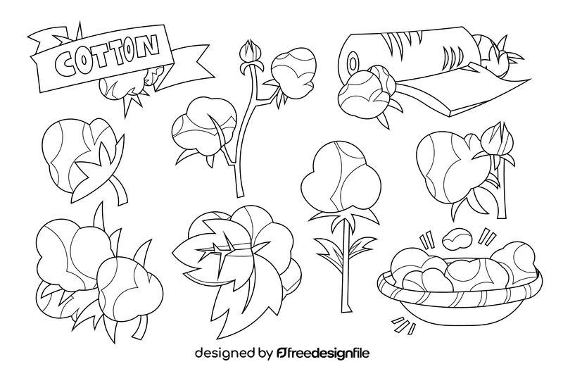 Cotton black and white vector