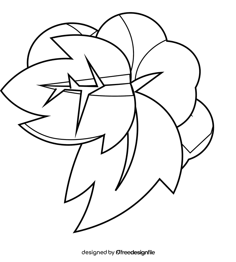 Cotton leaves black and white clipart