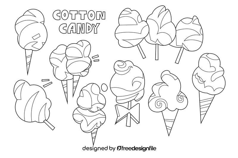 Cotton candy black and white vector