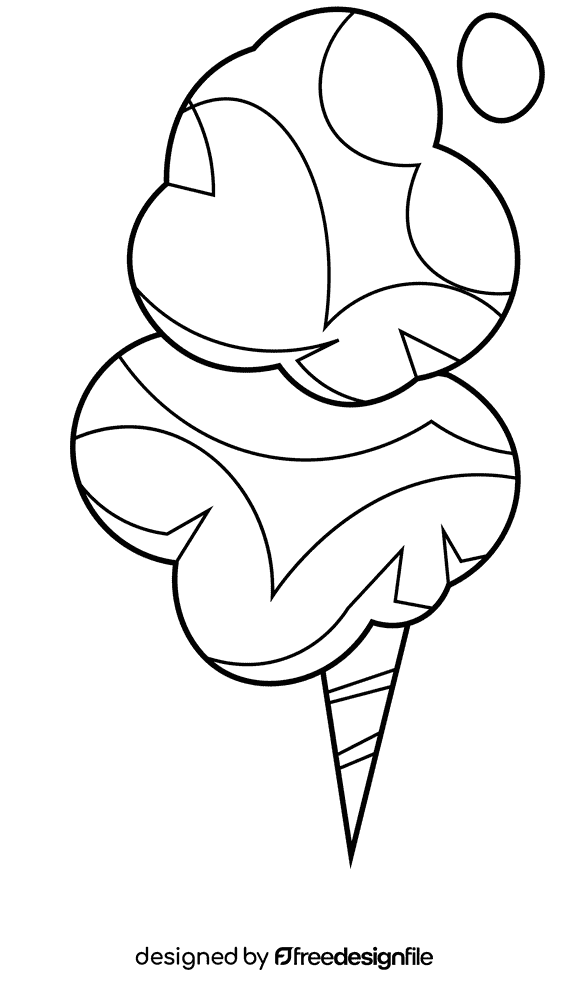 Cotton candy blue big black and white clipart