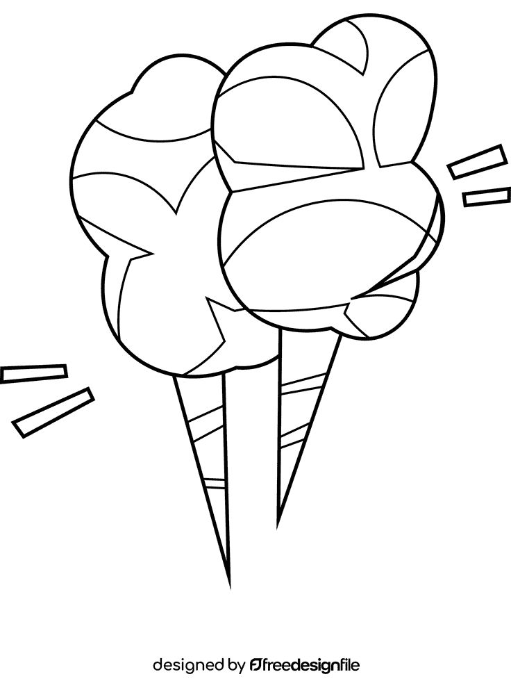 Cotton candy double black and white clipart