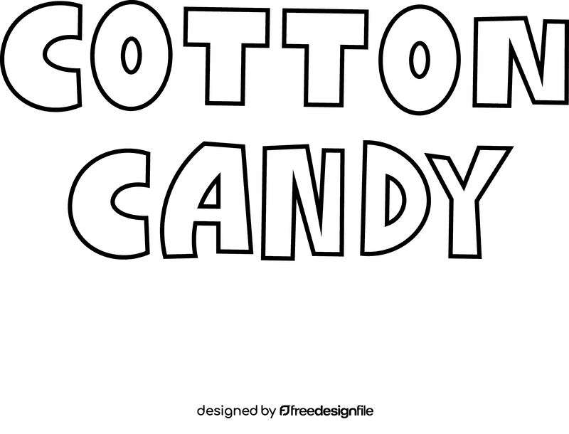 Cotton candy sign black and white clipart