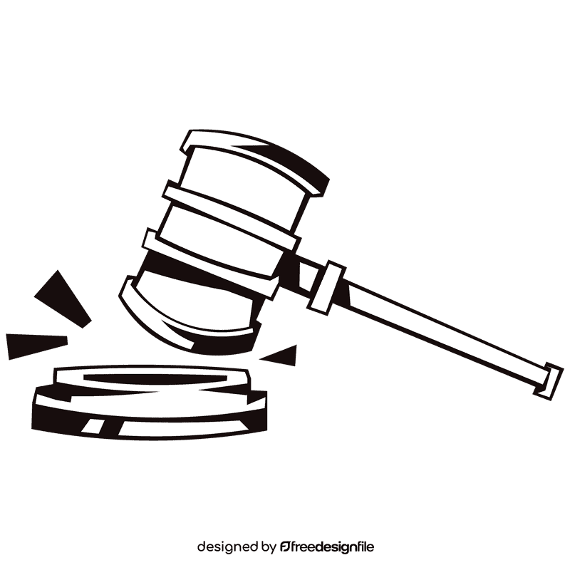 Court hammer black and white clipart