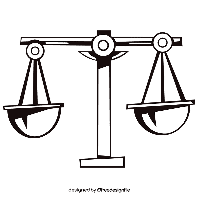 Court weights balanced black and white clipart