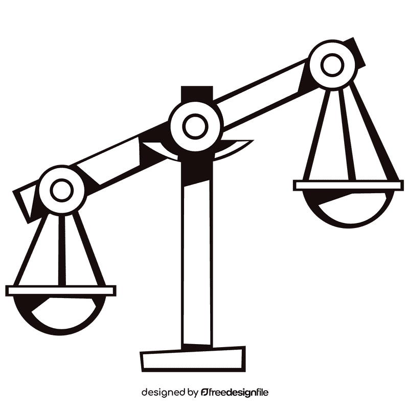 Court weights unbalanced black and white clipart