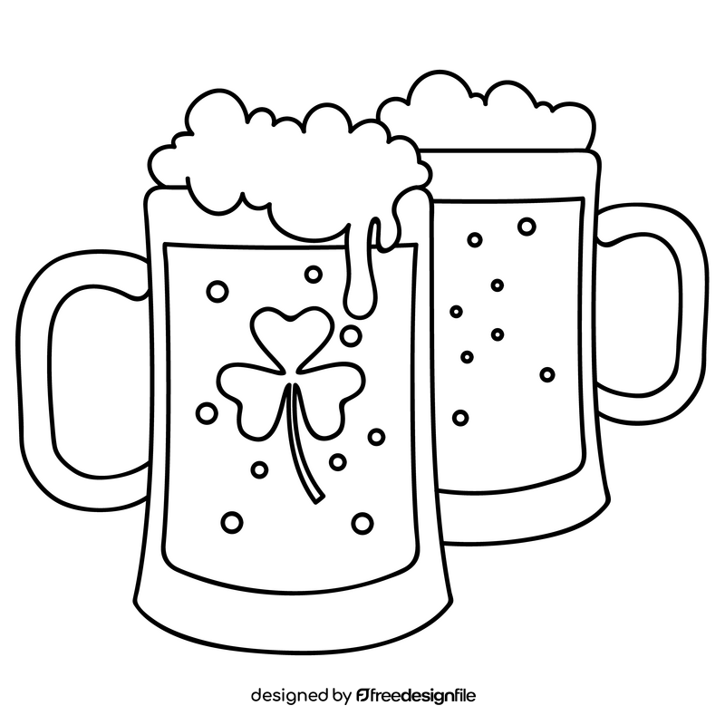 St Patricks Day beer mug drawing black and white clipart