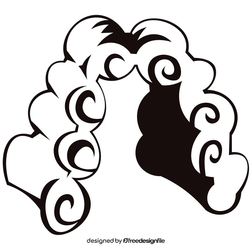 Court wig black and white clipart