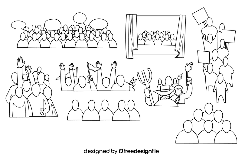 Crowd black and white vector