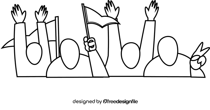 Crowd meeting black and white clipart