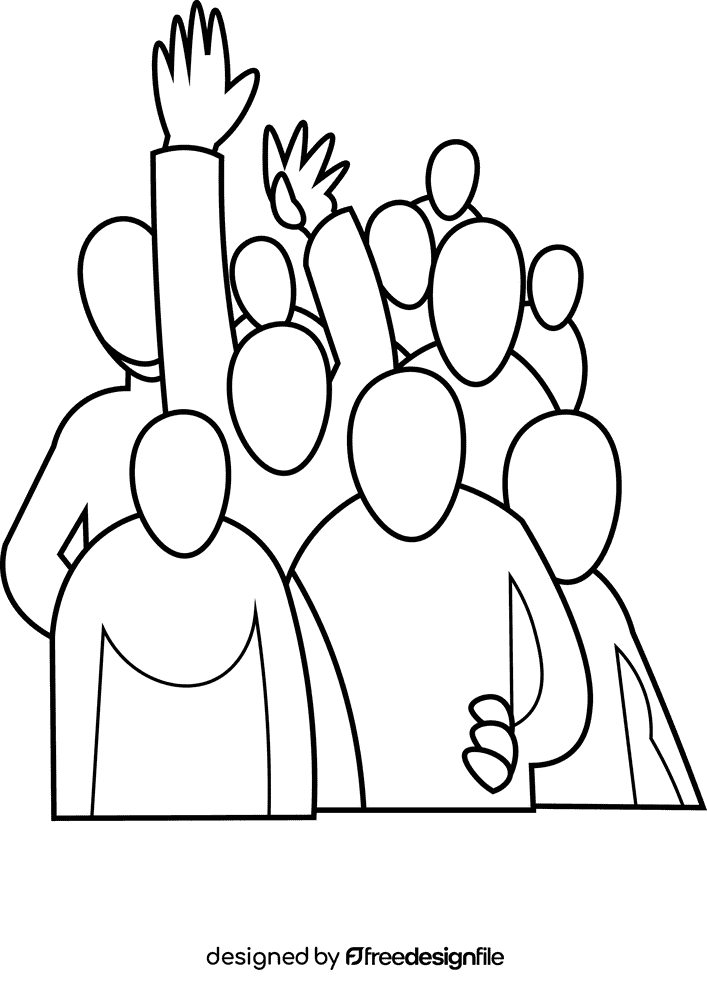 Crowd meeting black and white clipart