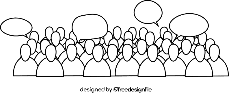 Crowd society black and white clipart