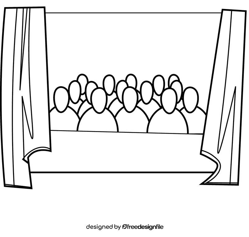 Crowd theatre black and white clipart
