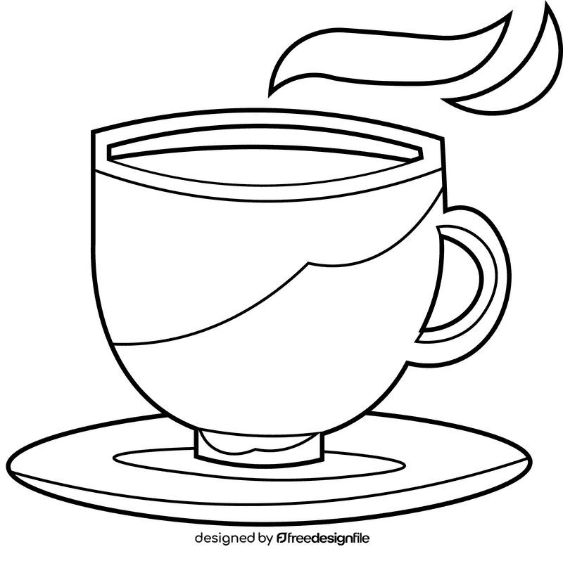 Cup and saucer coffee black and white clipart