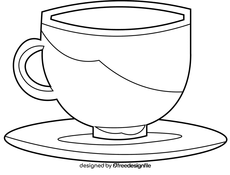 Cup and saucer cup black and white clipart