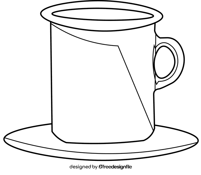 Cup and saucer high black and white clipart