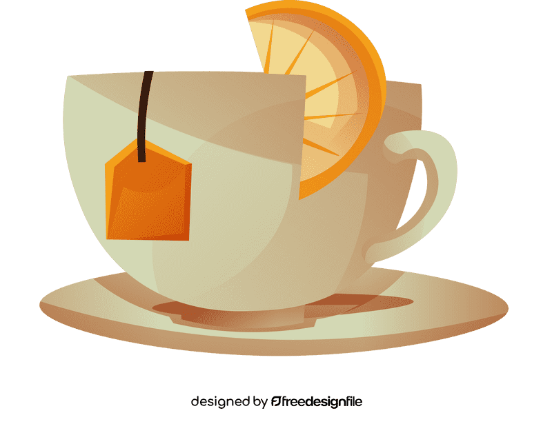 Cup and saucer lemon clipart