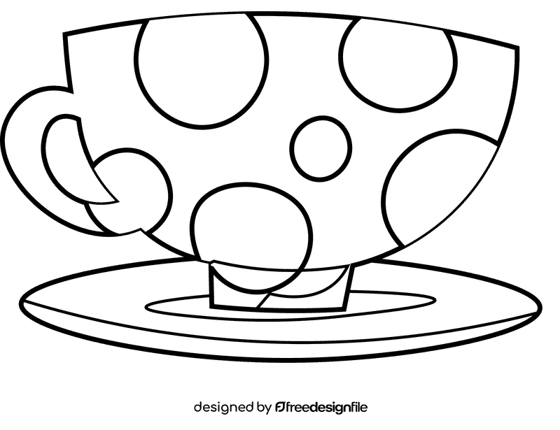 Cup and saucer stains black and white clipart